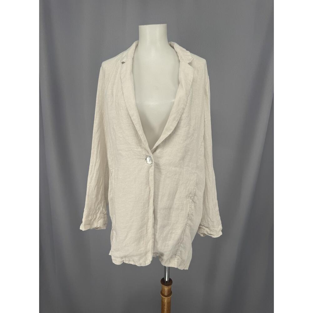 Christian Siriano Blazer Womens Medium White 100% Linen Single Button Unlined